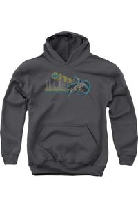 DC Comics Готам Ретро молодежная толстовка с капюшоном Gildan, Charcoal