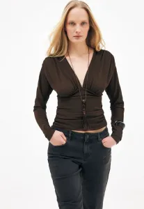 Топ с длинными рукавами и присборенной талией Na-Kd, Khaki Green