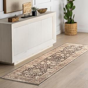 Ковер nuLOOM, 77 x 244 см, с моющейся в стиральной машине поверхностью Waterproof Spill Proof, противоскользящей основой и устойчивостью к пятнам для гостиной, спальни, кухни, столовой, цвет cerise темно-коричневый