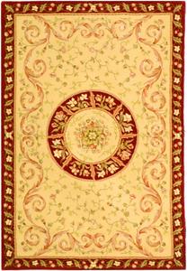 SAFAVIEH French Tapis ковер 275 x 366 см - бежевый и темно-красный, ручной работы Country Cottage, шелк и шерсть, идеально для помещений с высокой проходимостью в гостиной, спальне (FT224A)