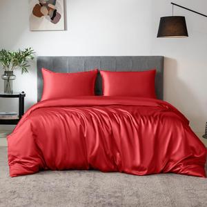 THXSILK Комплект постельного белья TXHSILK из 100% шелка 7A+ дышащий гладкий красный Red
