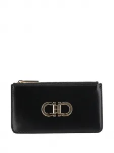 Кошелек Gancini с круговой молнией Ferragamo, черный