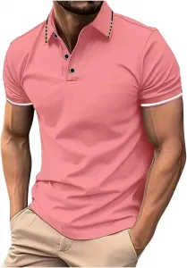 Мужская рубашка Casual Button Down Short Sleeve Polo Moisture Wicking Quick-Dry