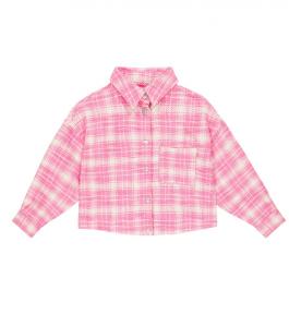 Твидовая рубашка из смесового хлопка в клетку Palm Angels, розовый