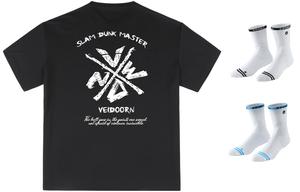 Футболка унисекс VEIDOORN, винтажная зеленая + 2 пары баскетбольных носков (случайный цвет)