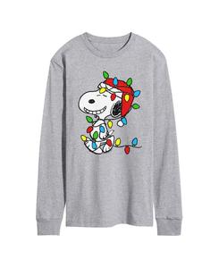 Мужская футболка с длинными рукавами с принтом Peanuts Snoopy Christmas Lights AIRWAVES, Athletic heather