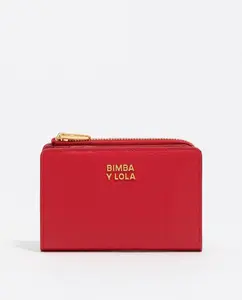 Женский кожаный кошелек на молнии красного цвета Bimba y Lola