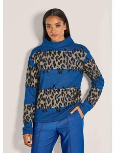 MADELEINE Свитер с изображением Льва и воротником-стойкой, королевский синий / разноцветный