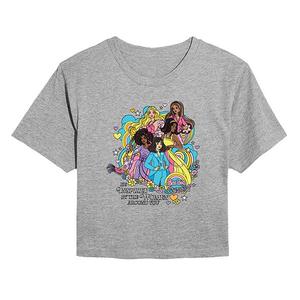 Футболка Juniors be inspired by the women around you cropped Barbie, Heather Gray