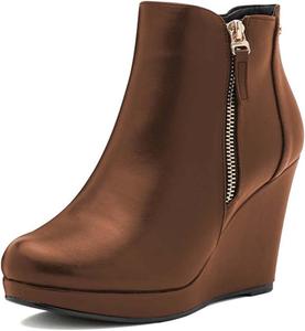 Женские модные ботильоны на танкетке Miss Left, закрытый носок, двойная молния, высокий каблук, короткие ботинки, модная обувь для вечеринок, размер 4-16 US, Sienna