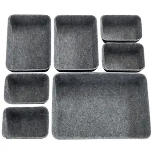 Органайзер WENKO, (комплект, 7 шт.), для ящиков, из переработанного полиэфирного фетра, черный