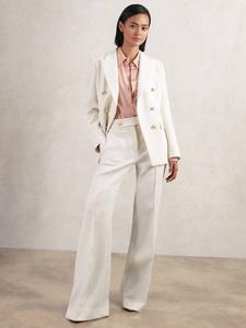 Лилейный жакет из твила с двойной застежкой из шерстяной смеси Reiss, White