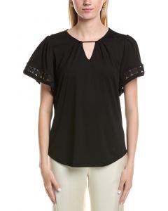 Anne Klein Блузка с замочной скважиной, черный
