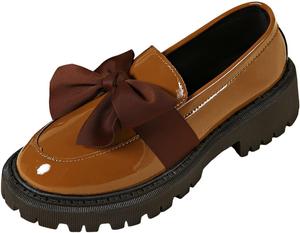 Лоферы для женщин кожаные на платформе с массивной рифленой подошвой, слипоны, легкая обувь для офиса и прогулок, модные однотонные, с округлым носком, повседневные и стильные, удобные для ежедневной носки Canbebig, Khaki