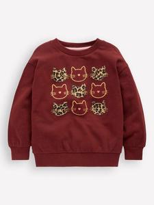 Детский свитшот с аппликацией Bobbie Mini Boden, Chestnut Cats