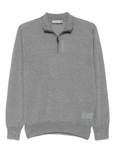 Шерстяной свитер с воротником на молнии Canali, серый