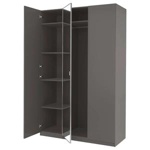 Гардероб PAX/FORSAND/ÅHEIM IKEA, 150x60x236 см, цвет dark grey/mirror glass