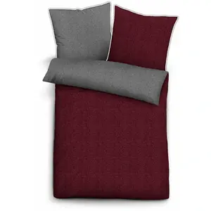 Двустороннее постельное белье Biberna «Hermal», изготовлено из мягкой, комфортно теплой фланели (бобра) с меланжевым эффектом, изготовлено из 100% хлопка, сертифицировано STANDARD 100 от OEKO-TEX, сделано в Германии, цвет burgund