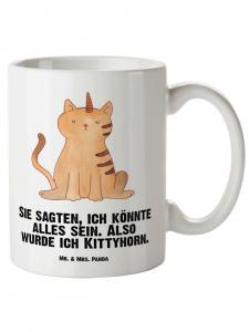 Кружка XL Кот-единорог с надписью на белом фоне Mr. & Mrs. Panda