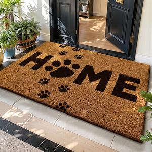 Dajiang Ковер 100х200 см из кокосового волокна для прихожей, устойчивый к износу, с рисунком "кошачьи лапки"