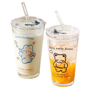 Стеклянные стаканы KAWASIMAYA, [Couple Style B]Chubby Bear+Happy Rabbit