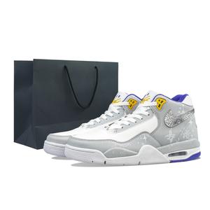 Легкие кроссовки мужские баскетбольные mid top с технологией Flight Legacy Cushion, износостойкие, винтажные, серо-белые Nike, серебряный серый