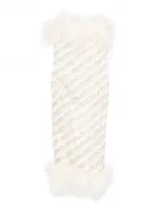 Платье миди с отделкой из перьев Taller Marmo, нейтральный