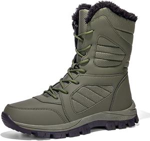 Женские зимние сапоги, водонепроницаемые, легкие, утепленные искусственным мехом, ботильоны средней высоты, классические короткие ботинки на шнуровке Generic, C01-Army Green