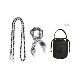 Lan Bao Fan Акриловая микрофибра полиуретановая парфюмерная сумка через плечо с цепочкой шелковый шарф аксессуар унисекс белый черный розовый, Leather Chain 110cm+Butterfly Silk Scarf