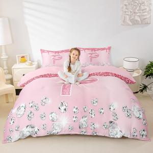 Erosebridal Комплект постельного белья Girls Pink Bowknot из 100% хлопка с персонализированной монограммой P и блестящими бантами, Pink P