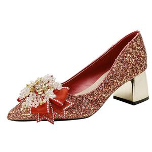 Dunnu Женские туфли на платформе с массивным каблуком красные, цвет Red