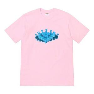 Футболка ss19 cloud tee clouds pattern short sleeve pink Supreme, розовый