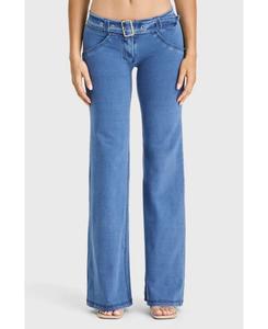 Женские джинсы-клеш с поясом, низкой посадкой и облегающим силуэтом Freddy, Blue