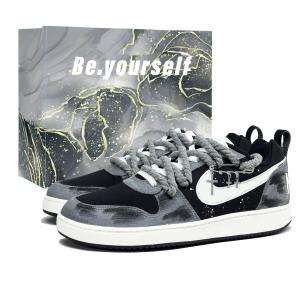 Nike Мужские низкие скейтборд-кепы с вышивкой «Court Borough», цветные буквы, износостойкие, сбалансированный дизайн, черный и серый цвета