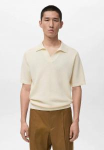 Поло Mango Polo shirt, Ecru/Off-White