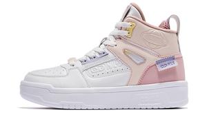 Кроссовки QIAODAN Skateboarding Shoes Women's High-top  White/cloud Pink, розовый