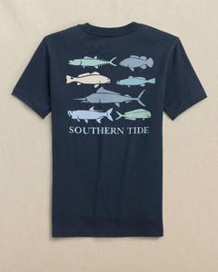 Футболка с коротким рукавом и принтом рыбы для мальчика, синяя Southern Tide, Dress Blue