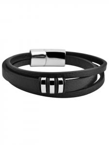Adeliás Браслет унисекс - кожаный браслет 21 см, черный