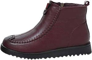 Женские кожаные утепленные ботинки LAVAEGG, круглый носок, плоская подошва, противоскользящая резиновая подошва из коровьей кожи, боковая молния, пушистые снежные ботинки, Purple