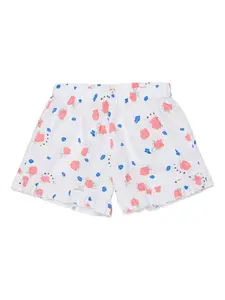 Шорты с оборками и цветочным принтом Marni Kids, белый