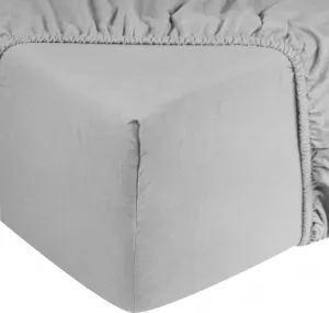 Простыня на резинке Flannel 180 x 200 см - 100% хлопок - Простыня на резинке - Глубина 28 см - Светло-серый DoubleDry