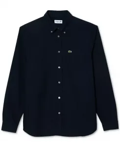 Мужская тканая рубашка Оксфорд с длинным рукавом и застежкой на пуговицы Lacoste, синий