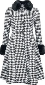 Пальто Voodoo Vixen Houndstooth Faux Fur Trim Coat, черно-белый
