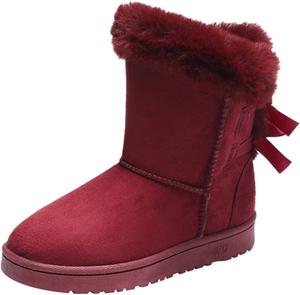 Зимние новые снегоступы 2021 для женщин, короткие сапоги, бархатные сапоги с бантом, детские сапожки Gbzkwiqoandhdkcn, 39 Red