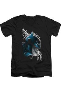 Футболка с коротким рукавом и V-образным вырезом для взрослых Batman Crazy Grin Gildan, черный