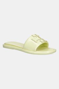 Кожаные шлепанцы Double T Sport Slide Tory Burch, желтый