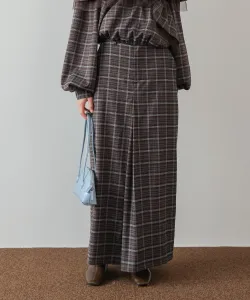 <Можно носить как комплект> Юбка I-силуэта с защипами спереди