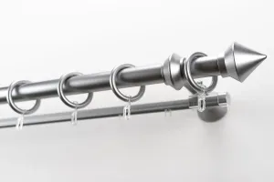 Карниз для штор GARESA "PALMI", 2 направляющие, желаемая длина, пластиковый комплект для штор, выдвижной, кончик кнопки, с кольцами 410 см, Ø28мм, цвет mattchromfarben