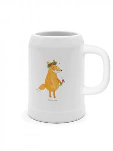 Пивная кружка лиса цветы без надписи белого цвета Mr. & Mrs. Panda