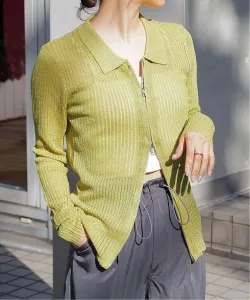 tiptop/Прозрачный кардиган с воротником и двойной застежкой-молнией из люрекса